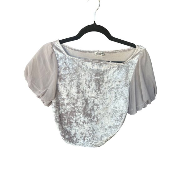 Free People Intimately ‘Midnight Mood Velvet Crop’ Puff Sleeve With Open Back - Picture 5 of 8